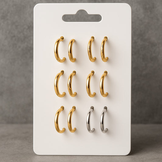 Classic Hoop BALLIAN ( 1 Pairs )- single pair  – Gold & Silver Tones ( 1 Pairs )