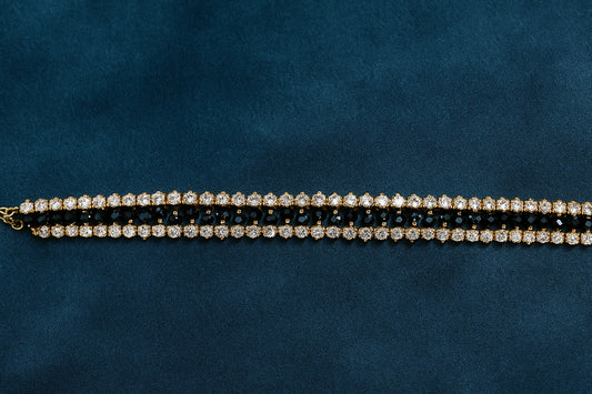 Red Bead & Diamond-Style Stone Payal – Traditional Anklet